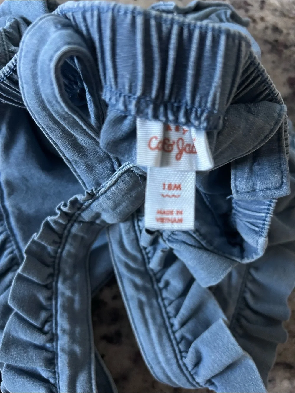Cat & Jack Blue Ruffle Strap Denim-Effect Romper